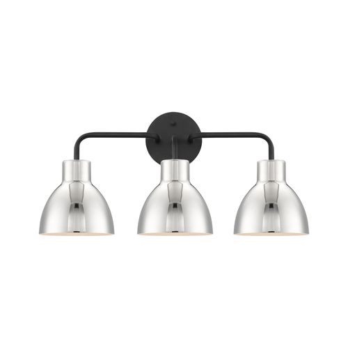 Main product image of Sloan 3 Light Vanity Matte Black Finish w/ Polished Nickel Shade