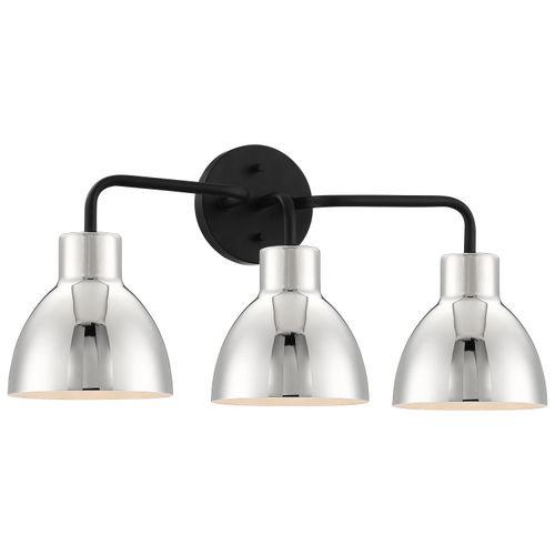 Main product image of Sloan 3 Light Vanity Matte Black Finish w/ Polished Nickel Shade