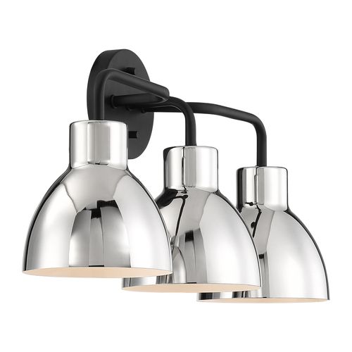 Main product image of Sloan 3 Light Vanity Matte Black Finish w/ Polished Nickel Shade