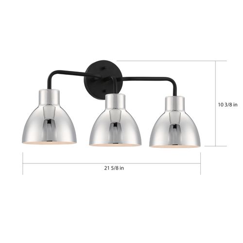 Main product image of Sloan 3 Light Vanity Matte Black Finish w/ Polished Nickel Shade