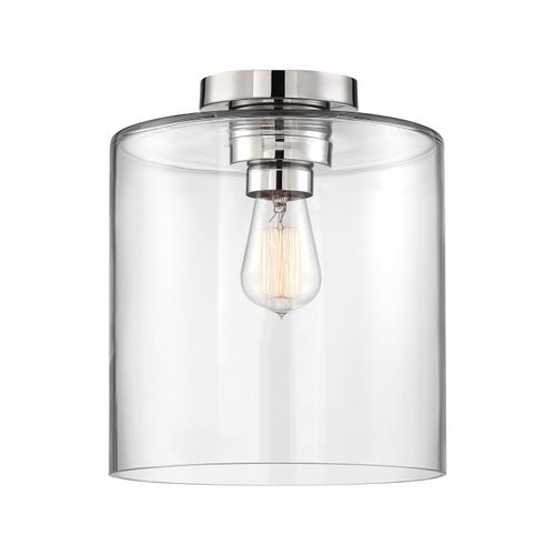 Main product image of Chantecleer 1 Light Semi-Flush Fixture Polished Nickel Finish w/ Clear Glass