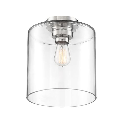 Main product image of Chantecleer 1 Light Semi-Flush Fixture Polished Nickel Finish w/ Clear Glass