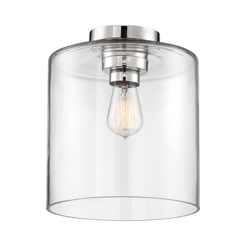 Main product image of Chantecleer 1 Light Semi-Flush Fixture Polished Nickel Finish w/ Clear Glass