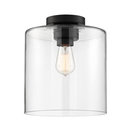 Main product image of Chantecleer 1 Light Semi-Flush Fixture Matte Black Finish w/ Clear Glass