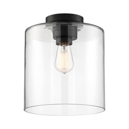 Main product image of Chantecleer 1 Light Semi-Flush Fixture Matte Black Finish w/ Clear Glass