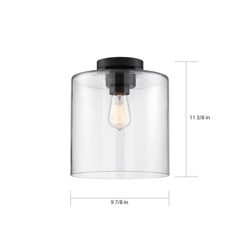 Main product image of Chantecleer 1 Light Semi-Flush Fixture Matte Black Finish w/ Clear Glass