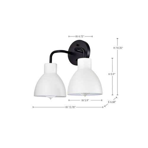 Main product image of Sloan 2 Light Vanity Matte Black Finish w/ White Shade