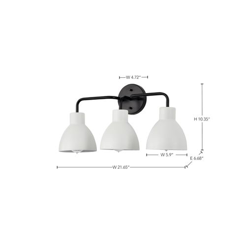 Main product image of Sloan 3 Light Vanity Matte Black Finish w/ White Shade