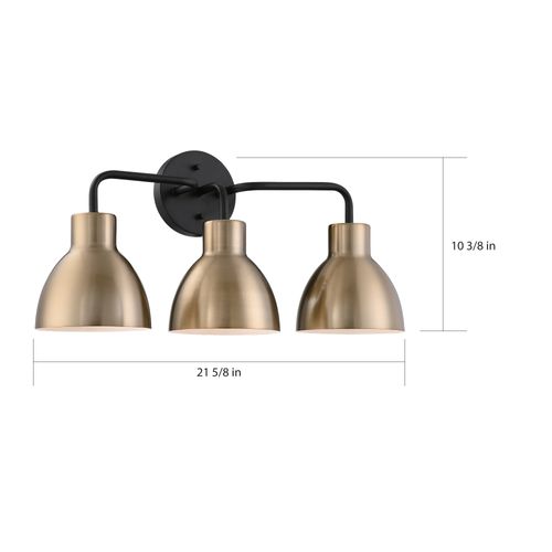 Main product image of Sloan 3 Light Vanity Matte Black and Burnished Brass Finish