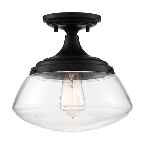 Main product image of Kew 1 Light Semi-Flush Fixture Aged Bronze Finish w/ Clear Glass