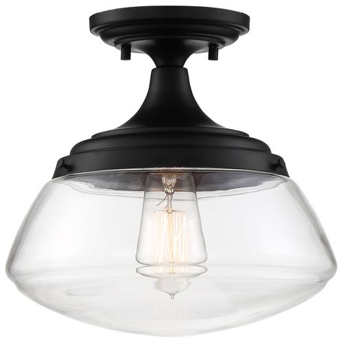 Main product image of Kew 1 Light Semi-Flush Fixture Aged Bronze Finish w/ Clear Glass