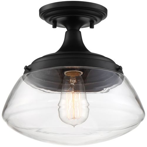 Main product image of Kew 1 Light Semi-Flush Fixture Aged Bronze Finish w/ Clear Glass