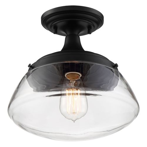 Main product image of Kew 1 Light Semi-Flush Fixture Aged Bronze Finish w/ Clear Glass
