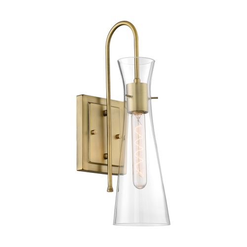 Main product image of Bahari 1 Light Wall Sconce Fixture Vintage Brass Finish w/ Clear Glass