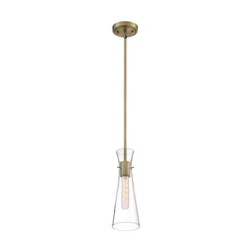 Main product image of Bahari 1 Light Mini Pendant Fixture Vintage Brass Finish w/ Clear Glass