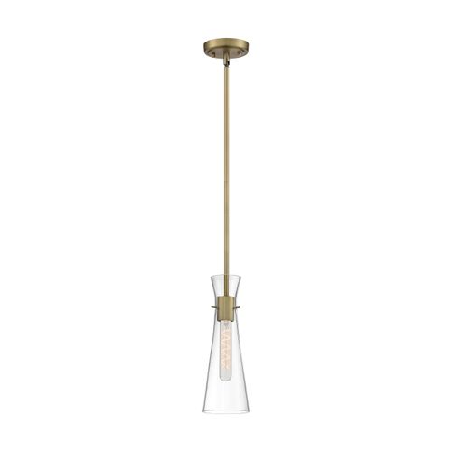 Main product image of Bahari 1 Light Mini Pendant Fixture Vintage Brass Finish w/ Clear Glass