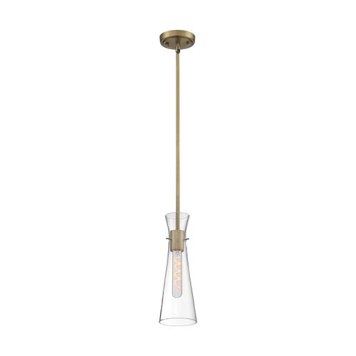 Main product image of Bahari 1 Light Mini Pendant Fixture Vintage Brass Finish w/ Clear Glass