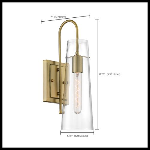 Main product image of Alondra 1 Light Wall Sconce Fixture Vintage Brass Finish w/ Clear Glass