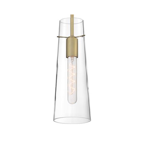 Main product image of Alondra 1 Light Mini Pendant Fixture Vintage Brass Finish w/ Clear Glass