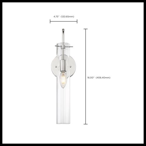 Main product image of Spyglass 1 Light Wall Sconce Fixture Polished Nickel Finish w/ Clear Glass
