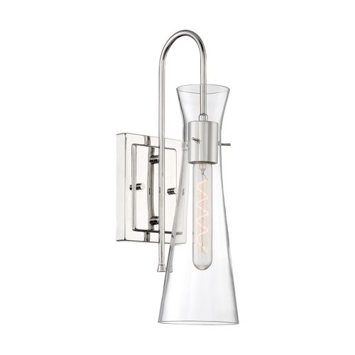 Main product image of Bahari 1 Light Wall Sconce Fixture Polished Nickel Finish w/ Clear Glass