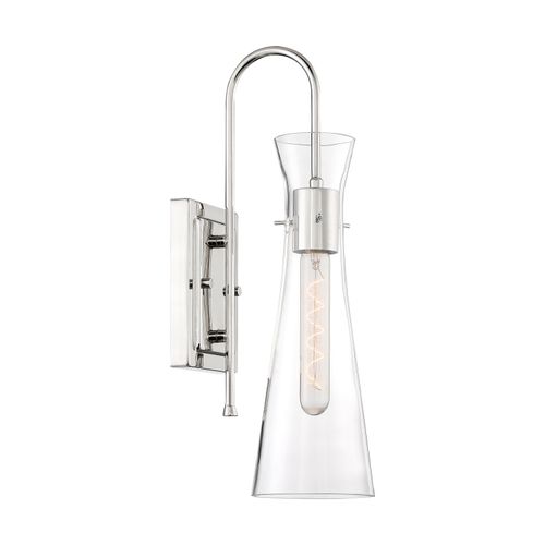 Main product image of Bahari 1 Light Wall Sconce Fixture Polished Nickel Finish w/ Clear Glass