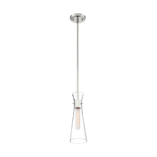 Main product image of Bahari 1 Light Mini Pendant Fixture Polished Nickel Finish w/ Clear Glass
