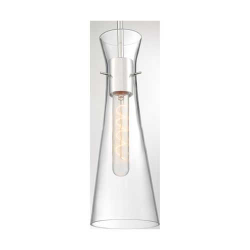Main product image of Bahari 1 Light Mini Pendant Fixture Polished Nickel Finish w/ Clear Glass