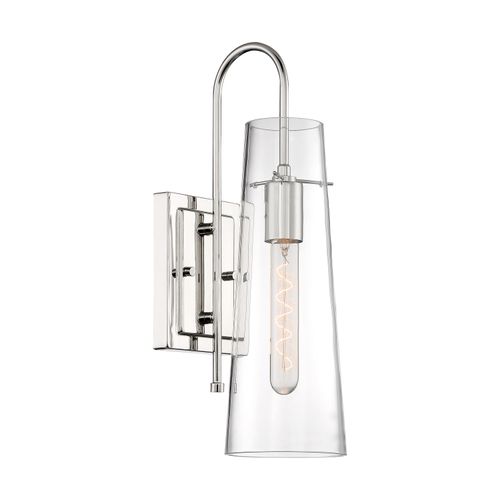 Main product image of Alondra 1 Light Wall Sconce Fixture Polished Nickel Finish w/ Clear Glass
