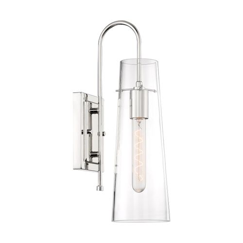 Main product image of Alondra 1 Light Wall Sconce Fixture Polished Nickel Finish w/ Clear Glass