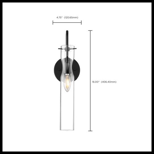Main product image of Spyglass 1 Light Wall Sconce Fixture Black Finish w/ Clear Glass