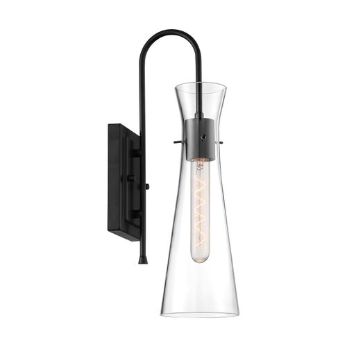 Main product image of Bahari 1 Light Wall Sconce Fixture Black Finish w/ Clear Glass