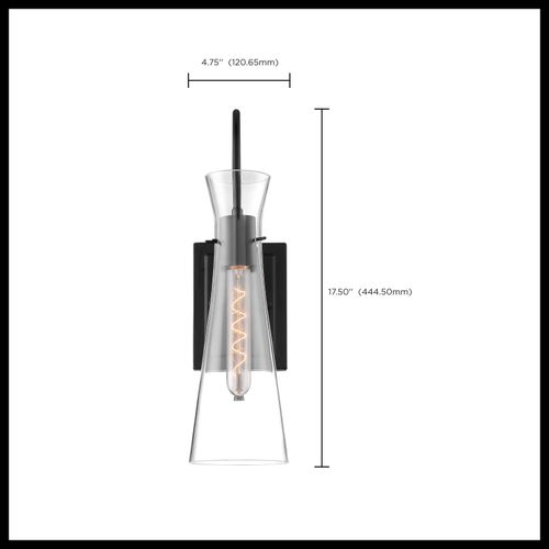 Main product image of Bahari 1 Light Wall Sconce Fixture Black Finish w/ Clear Glass