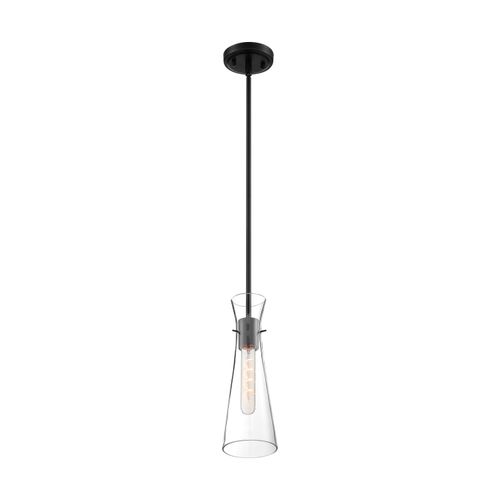 Main product image of Bahari 1 Light Mini Pendant Fixture Black Finish w/ Clear Glass