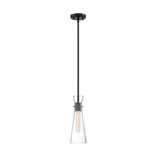 Main product image of Bahari 1 Light Mini Pendant Fixture Black Finish w/ Clear Glass