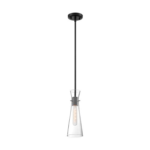 Main product image of Bahari 1 Light Mini Pendant Fixture Black Finish w/ Clear Glass