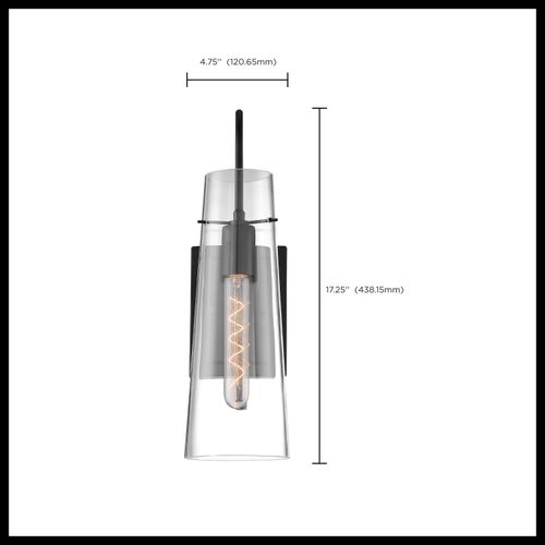 Main product image of Alondra 1 Light Wall Sconce Fixture Black Finish w/ Clear Glass