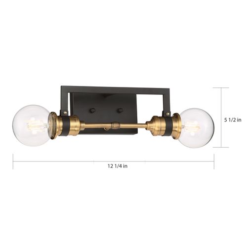 Main product image of Intention 2 Light Vanity Warm Brass and Black Finish