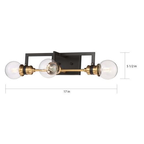 Main product image of Intention 3 Light Vanity Warm Brass and Black Finish