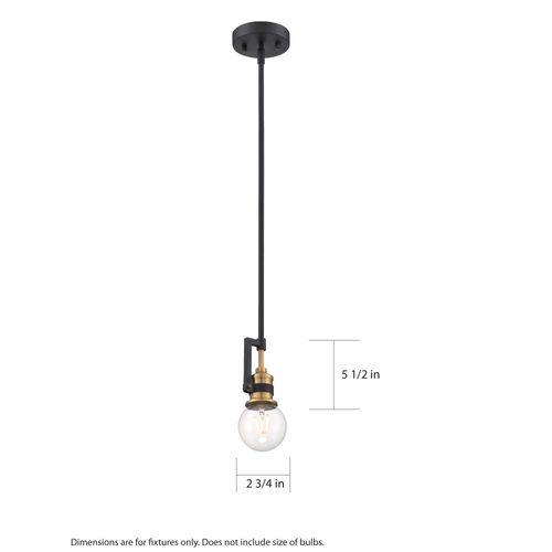 Main product image of Intention 1 Light Mini Pendant Fixture Warm Brass and Black Finish