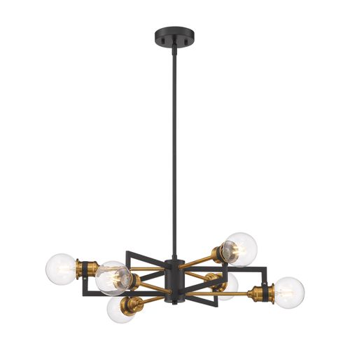 Main product image of Intention 6 Light Chandelier Warm Brass and Black Finish