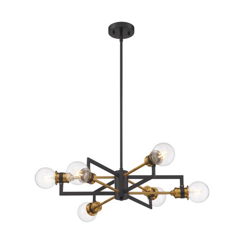 Main product image of Intention 6 Light Chandelier Warm Brass and Black Finish