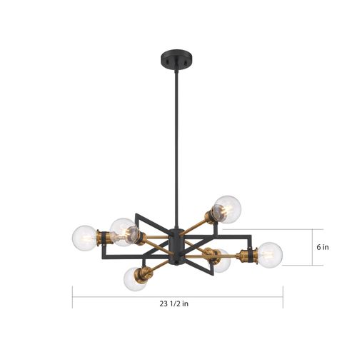 Main product image of Intention 6 Light Chandelier Warm Brass and Black Finish
