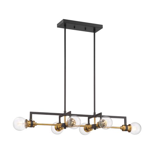Main product image of Intention 6 Light Island Pendant Fixture Warm Brass and Black Finish