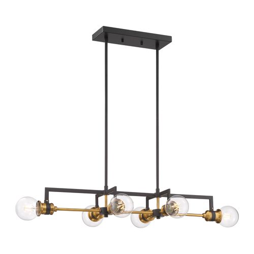 Main product image of Intention 6 Light Island Pendant Fixture Warm Brass and Black Finish