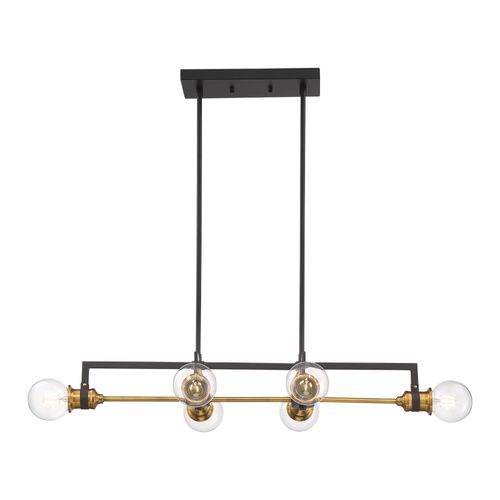 Main product image of Intention 6 Light Island Pendant Fixture Warm Brass and Black Finish