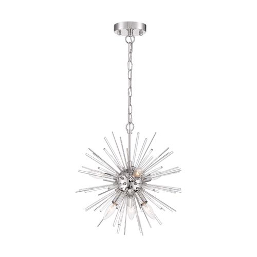 Main product image of Cirrus 6 Light Chandelier Polished Nickel Finish w/ Glass Rods