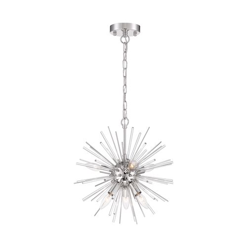 Main product image of Cirrus 6 Light Chandelier Polished Nickel Finish w/ Glass Rods
