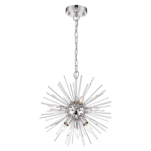 Main product image of Cirrus 6 Light Chandelier Polished Nickel Finish w/ Glass Rods