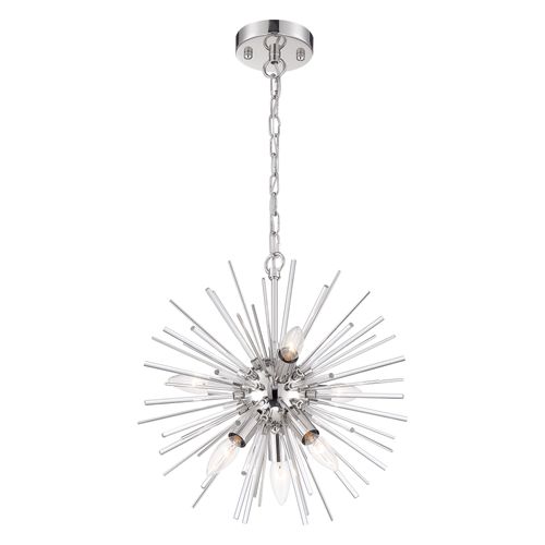 Main product image of Cirrus 6 Light Chandelier Polished Nickel Finish w/ Glass Rods